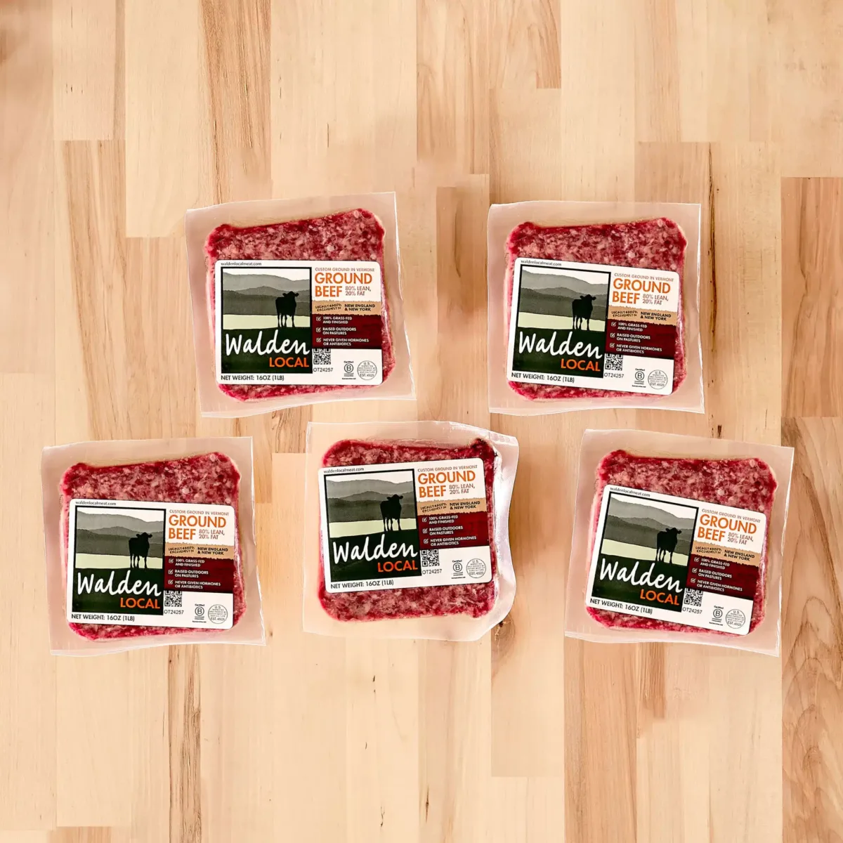 Packages of ground beef