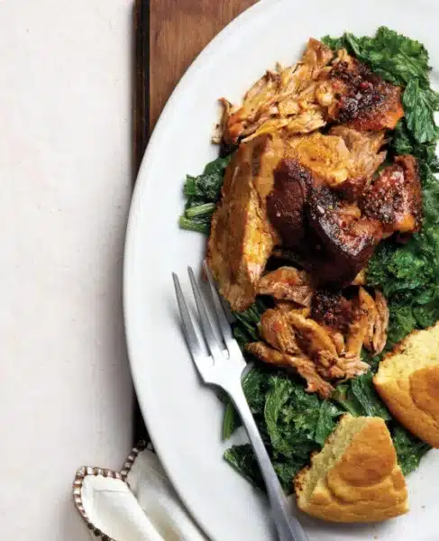 Slow-Roasted Pork Shoulder with Greens