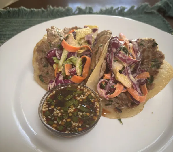 Smash Dumpling Tacos with Walden Pork